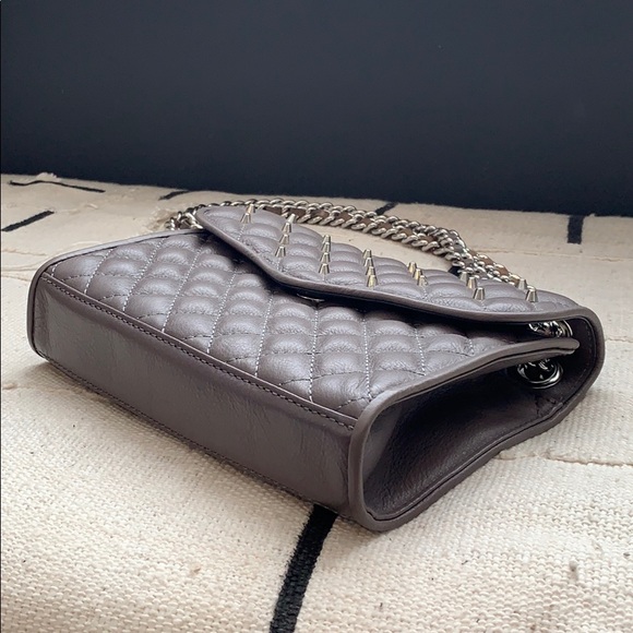 Studded Rebecca Minkoff flap chain bag, grey - Picture 3 of 9